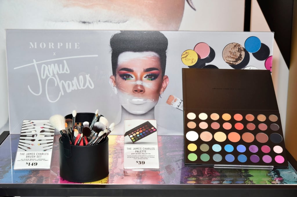 A display from a 2018 James Charles Morphe meet-and-greet in New York. Photo: Getty Images
