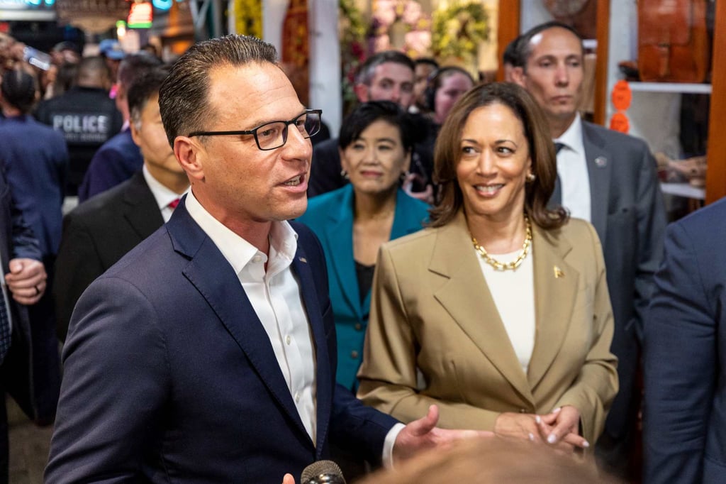 Pennsylvania Governor Josh Shapiro and US Vice-President Kamala Harris. Photo: The Philadelphia Inquirer/TNS