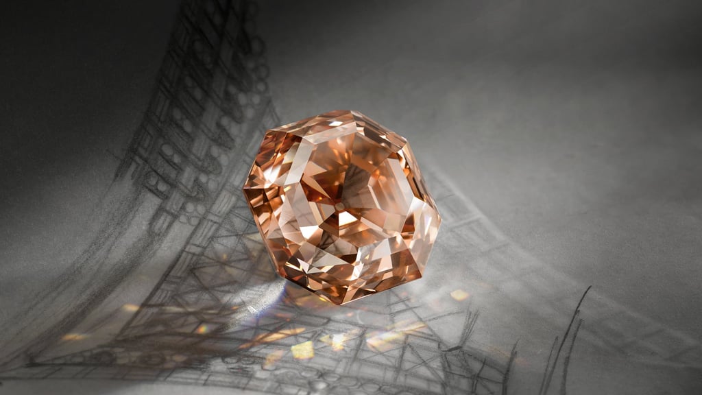 The 56.23-carat intense pink diamond at the heart of the Louis Vuitton Cœur de Paris necklace