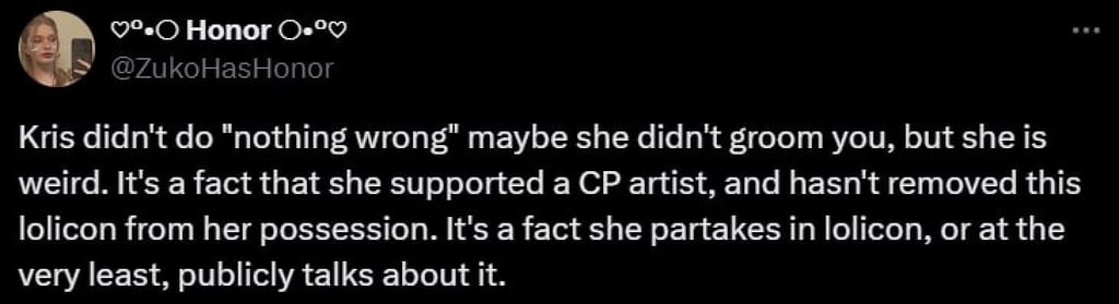 A netizen criticising Ava Tyson on X. Photo: @zukohashonor/X