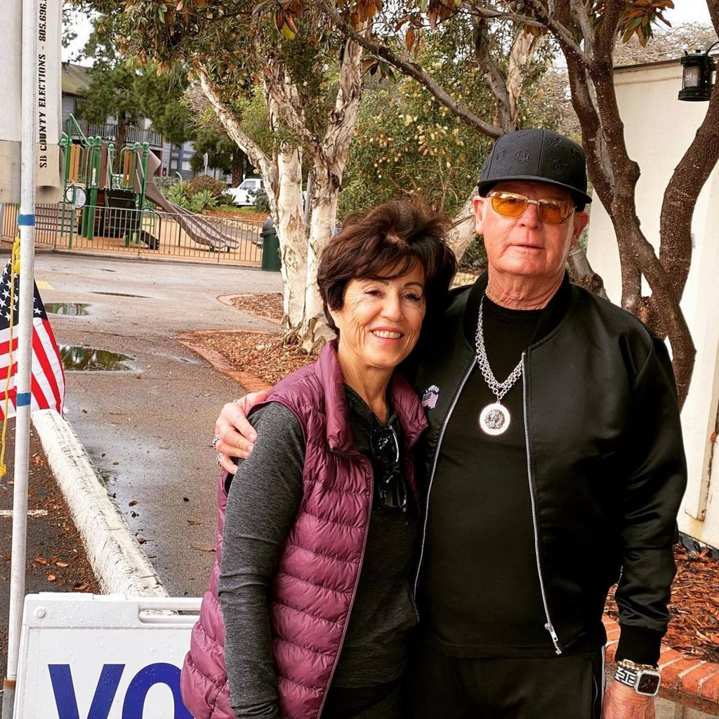 Katy Perry’s parents, Mary and Keith Hudson, after voting in November 2022. Photo: Instagram/@maryarises