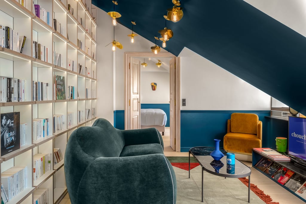 The L’arrache-Coeur suite, an homage to French writer Boris Vian, on the top floor of Chouchou Hôtel in Paris The L’arrache-Coeur suite, an homage to French writer Boris Vian, on the top floor of Chouchou Hôtel in Paris