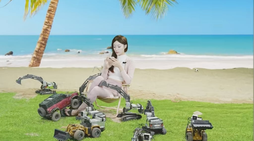 An app allows internet users to move toy vehicles around and touch the women who appear on screen. Photo: Douyin