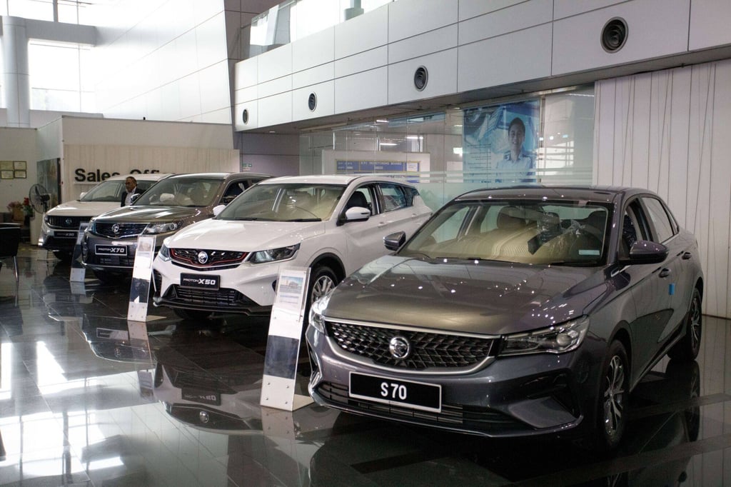 Proton vehicles on display at the company’s showroom in Kuala Lumpur, Malaysia. Photo: Bloomberg