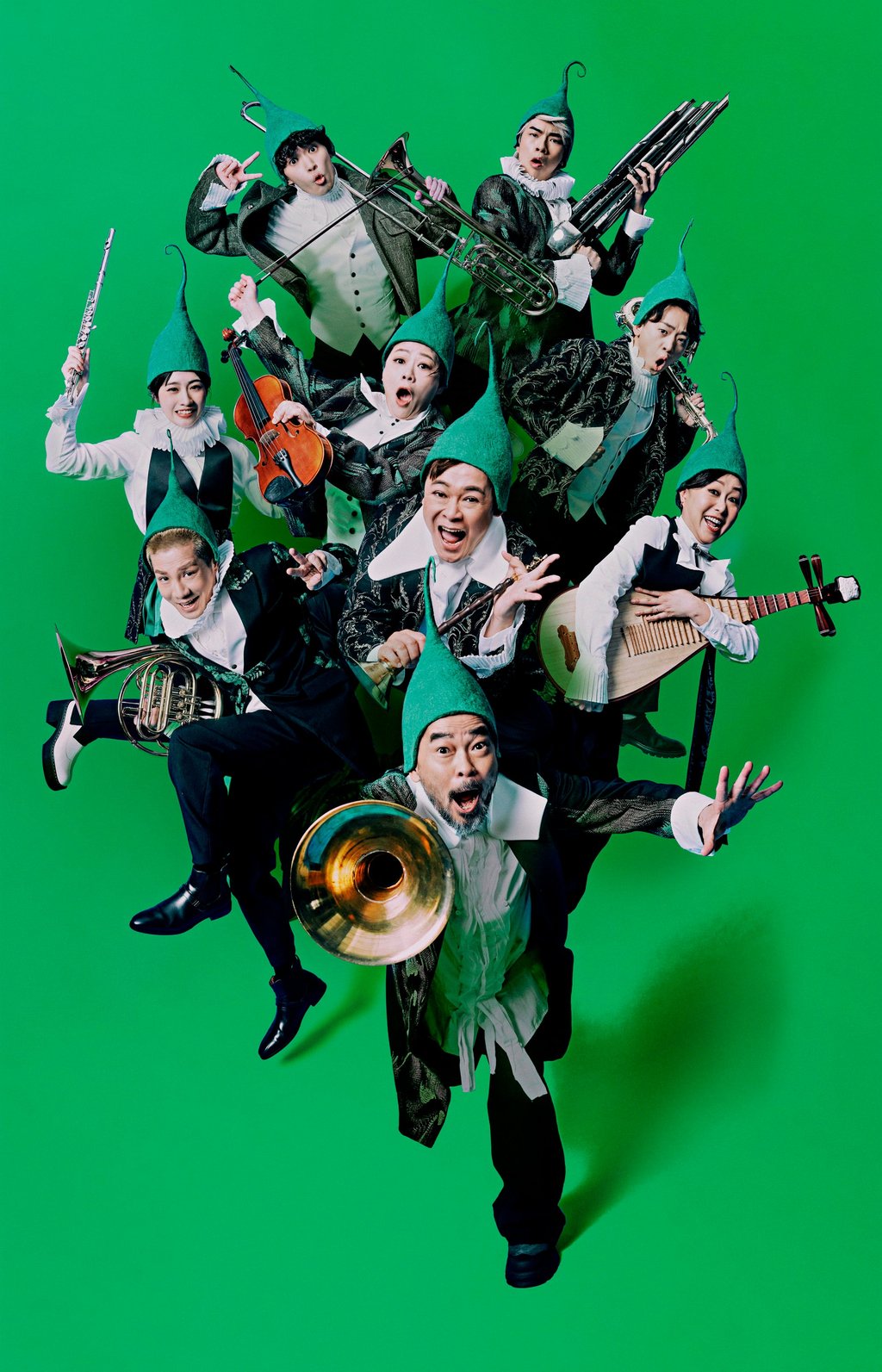 The entire cast of Black Comedy Di-Dar, a stage comedy production by Hong Kong’s Windmill Grass Theatre. Photo: Windmill Grass Theatre