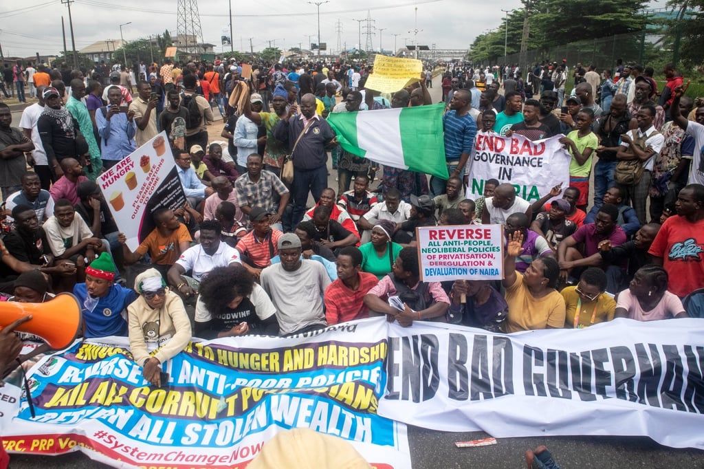 Nigerians chanting “we are hungry” marched through the streets of several cities on Thursday. Photo: EPA-EFE
