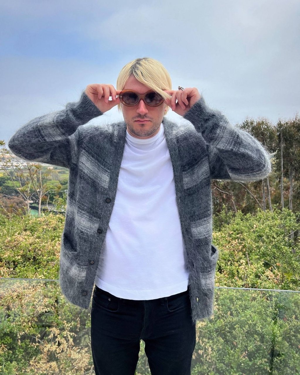 Indio Downey showing off his new blond locks in June. Photo: @indiodowney/Instagram
