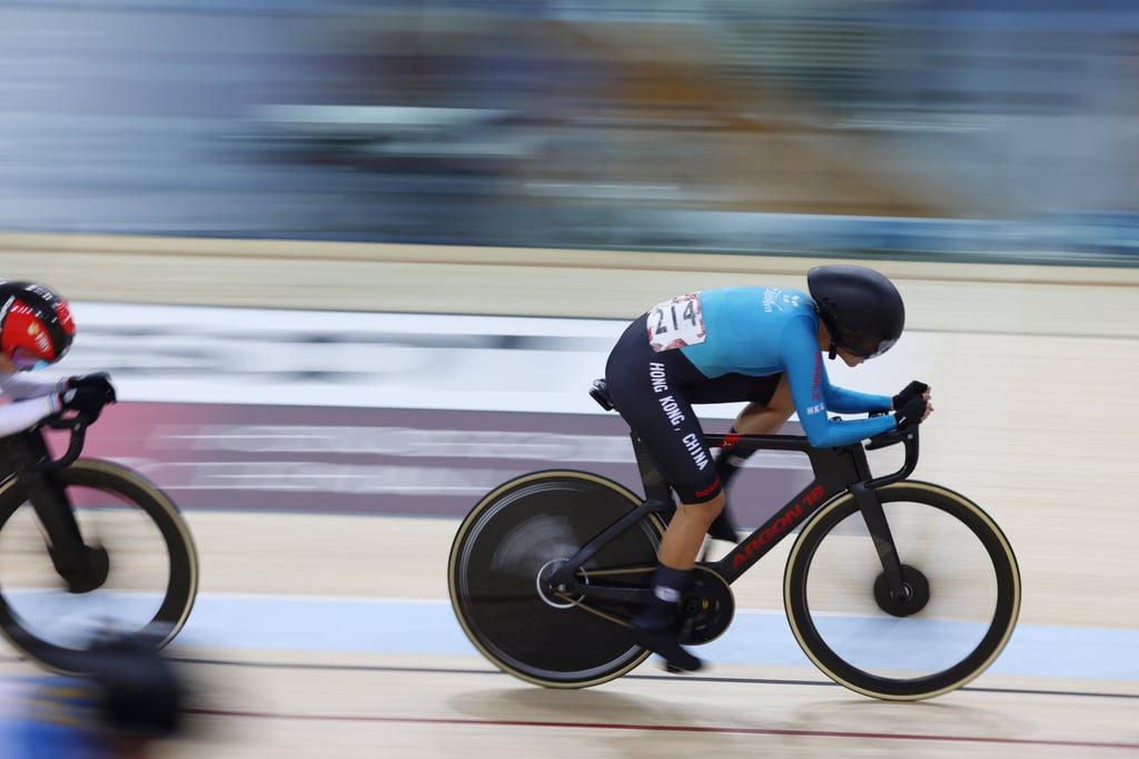 Ceci Lee of Hong Kong is preparing to cycle in the omnium event in the Paris velodrome. Photo: Dickson Lee