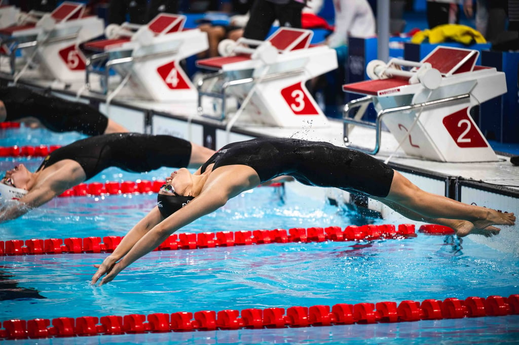 Stephanie Au goes first for Hong Kong in the women’s 4x100m medley relay. Photo: SF&OC