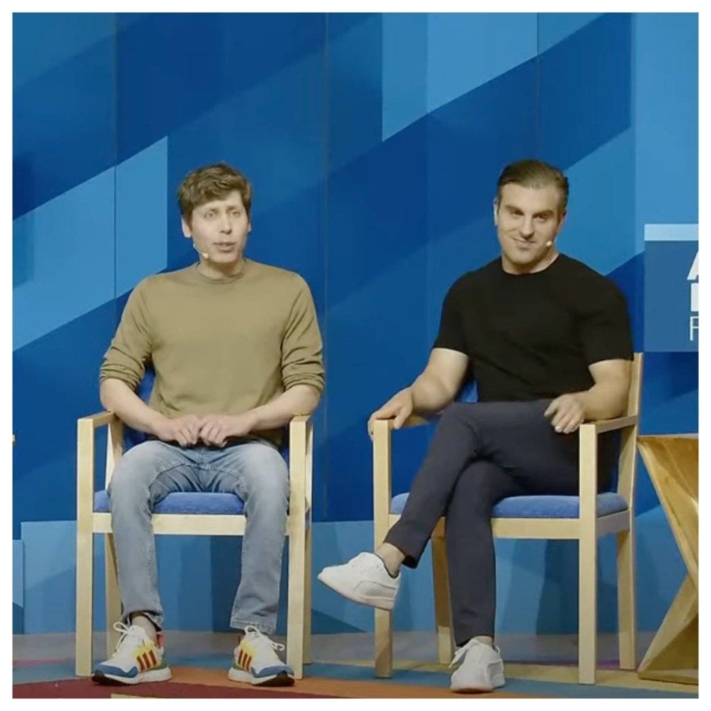OpenAI founder Sam Altman and his friend Brian Chesky, co-founder of Airbnb, onstage at the Aspen Ideas Festival in June. Photo: @NBCNews/YouTube OpenAI founder Sam Altman and his friend Brian Chesky, co-founder of Airbnb, onstage at the Aspen Ideas Festival in June. Photo: @NBCNews/YouTube