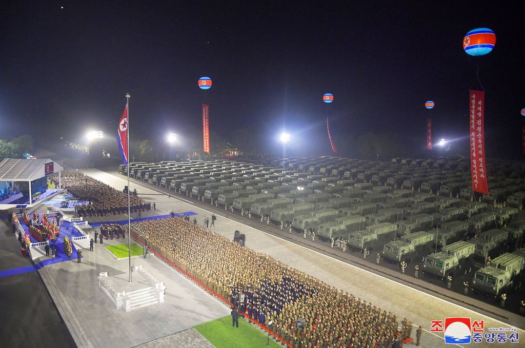 A commissioning ceremony marked with cheering crowds. Photo: KCNA via AFP