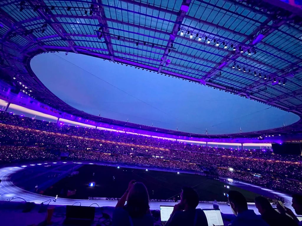 The Stade de France just before the men’s 100m final. Photo: Mike Chan