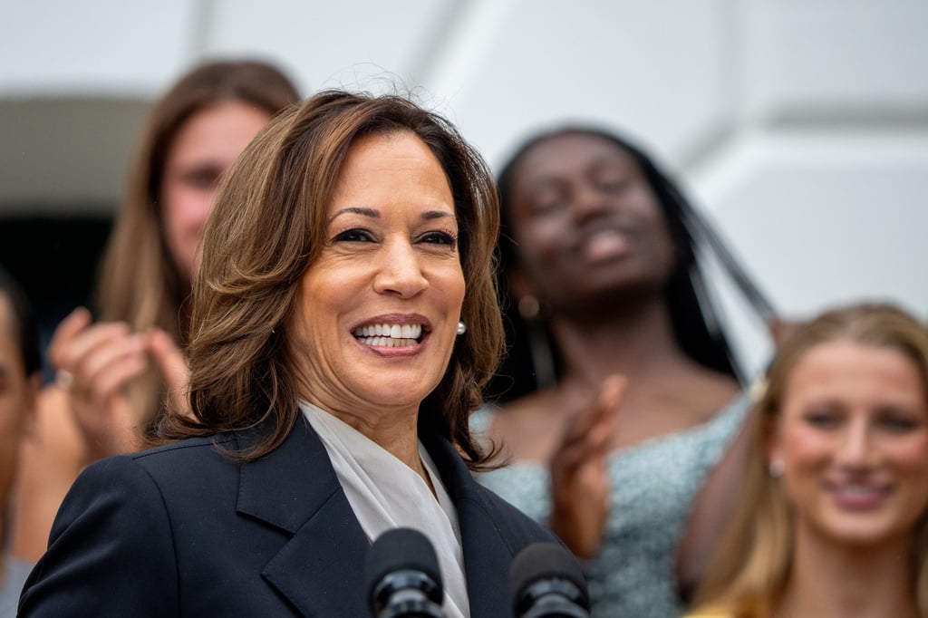 US Vice-President Kamala Harris speaks during an event in July in Washington. Photo: TNS