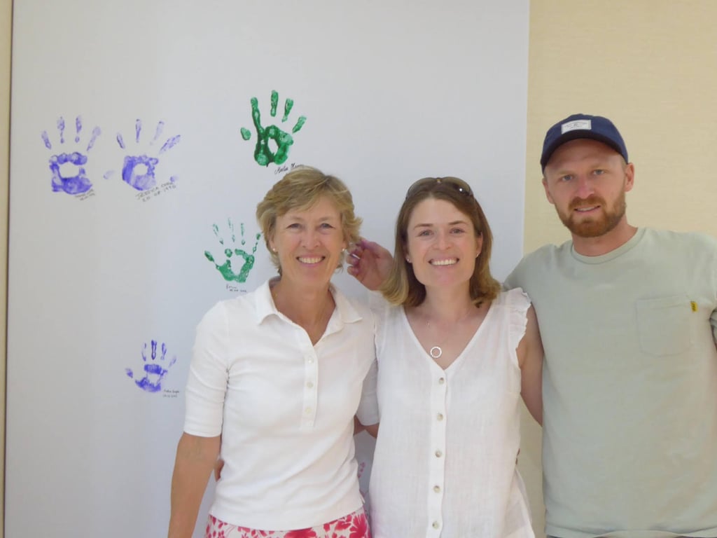 Thomas Over with his mother Tina and sister Jess in Matilda Hospital in 2024. Photo: Handout Thomas Over with his mother Tina and sister Jess in Matilda Hospital in 2024. Photo: Handout