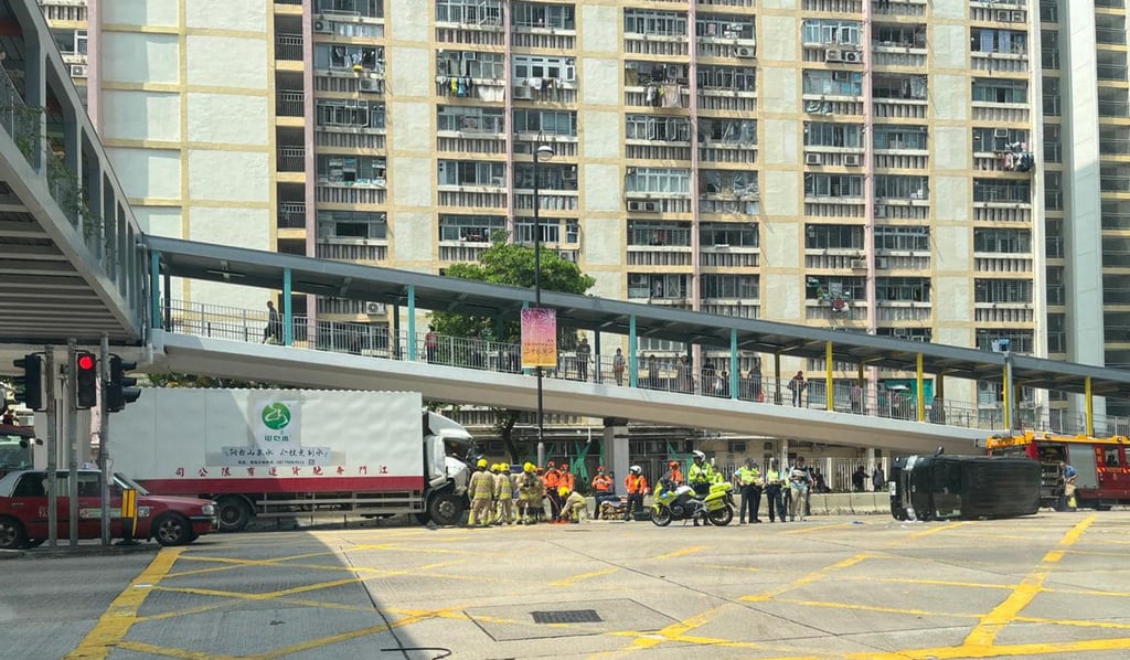 The van driver suffered a waist injury while the truck driver hurt his leg. Photo: Facebook/ Bosco Chu