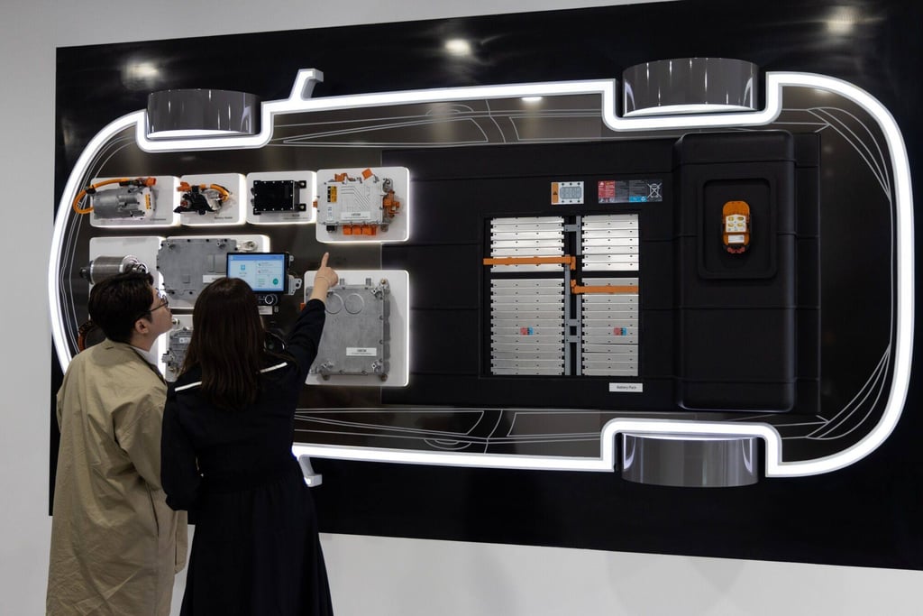 An electric vehicle power train including an LG Energy Solution battery pack is displayed at the LG Group Sciencepark R&D complex in Seoul, South Korea. Photo: Bloomberg