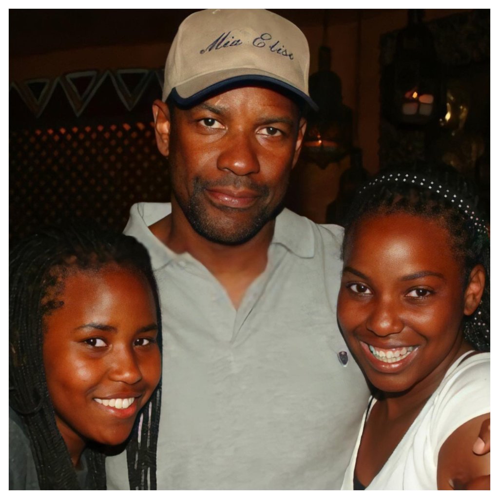 Hollywood star Denzel Washington with his two daughters Katia and Olivia. Photo: @denzelonly/Instagram