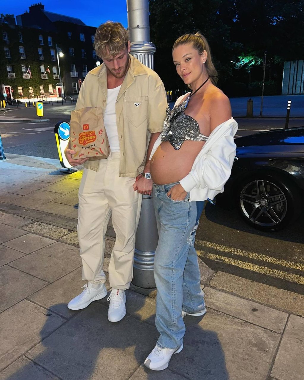 Nina Agdal shows off her baby bump alongside fiancé Logan Paul while on their babymoon in Capri, Italy, in July. Photo: @loganpaul/Instagram Nina Agdal shows off her baby bump alongside fiancé Logan Paul while on their babymoon in Capri, Italy, in July. Photo: @loganpaul/Instagram