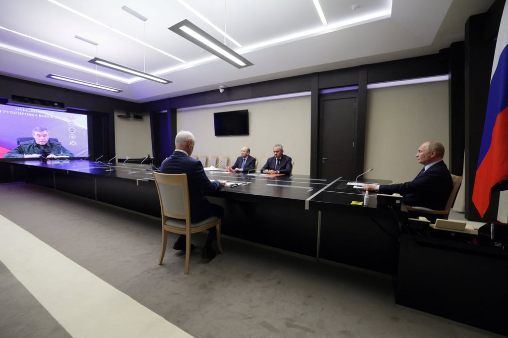 President Vladimir Putin summoned his top defence and security officials on Wednesday. Photo: Sputnik via Reuters