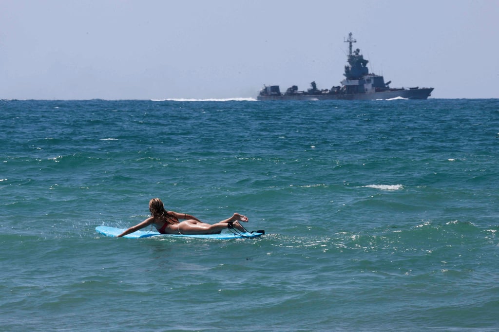 An Iron Dome anti-missile battery on an Israeli Saar-6 corvette warship off the shore of Haifa. Photo: Reuters