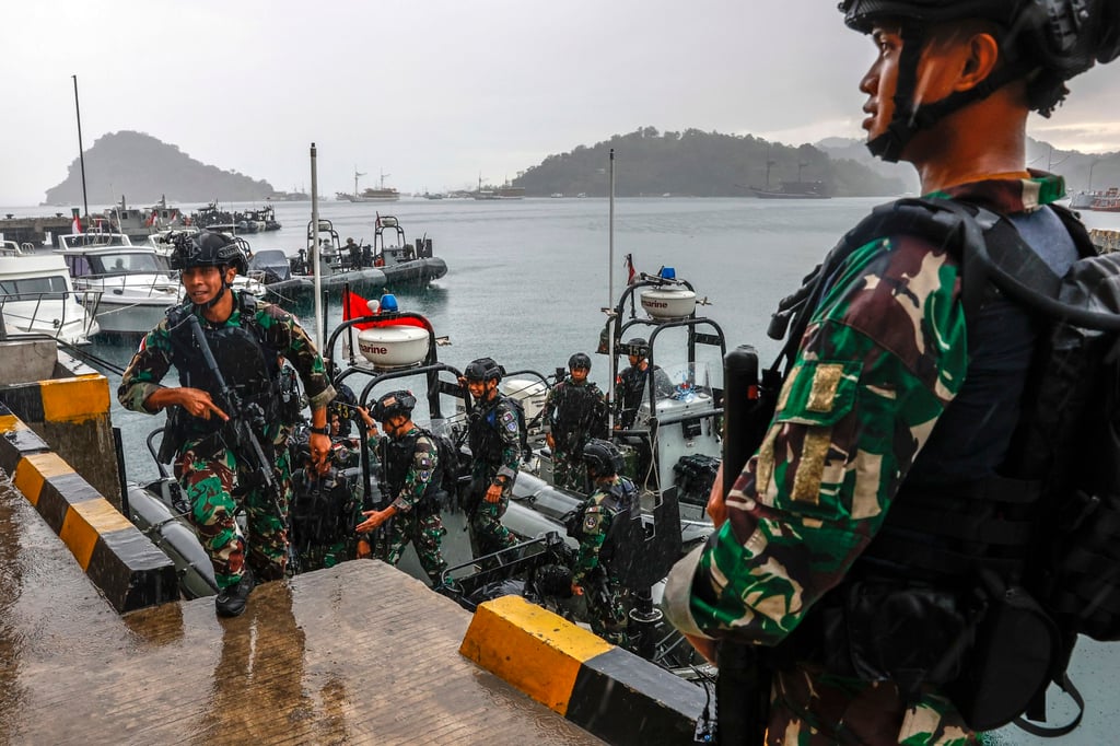 Members of the Indonesian Navy’s special force disembark during a patrol at the seaport near the main venue of the 42nd Asean summit in Labuan Bajo, East Nusa Tenggara province, Indonesia in 2023. Photo: EPA-EFE