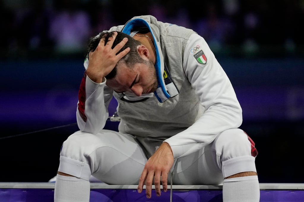 Italy’s Filippo Macchi was left devastated by his last-gasp defeat to Hong Kong’s Cheung Ka-long. Photo: AP