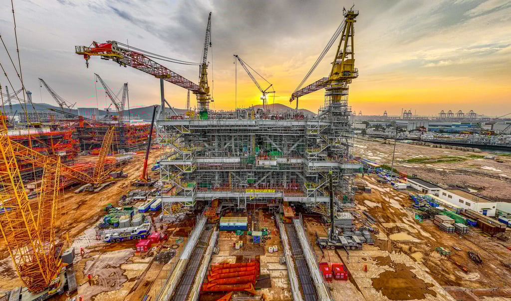 The platform took three years to build in the eastern port of Qingdao. Photo: CCTV The platform took three years to build in the eastern port of Qingdao. Photo: CCTV