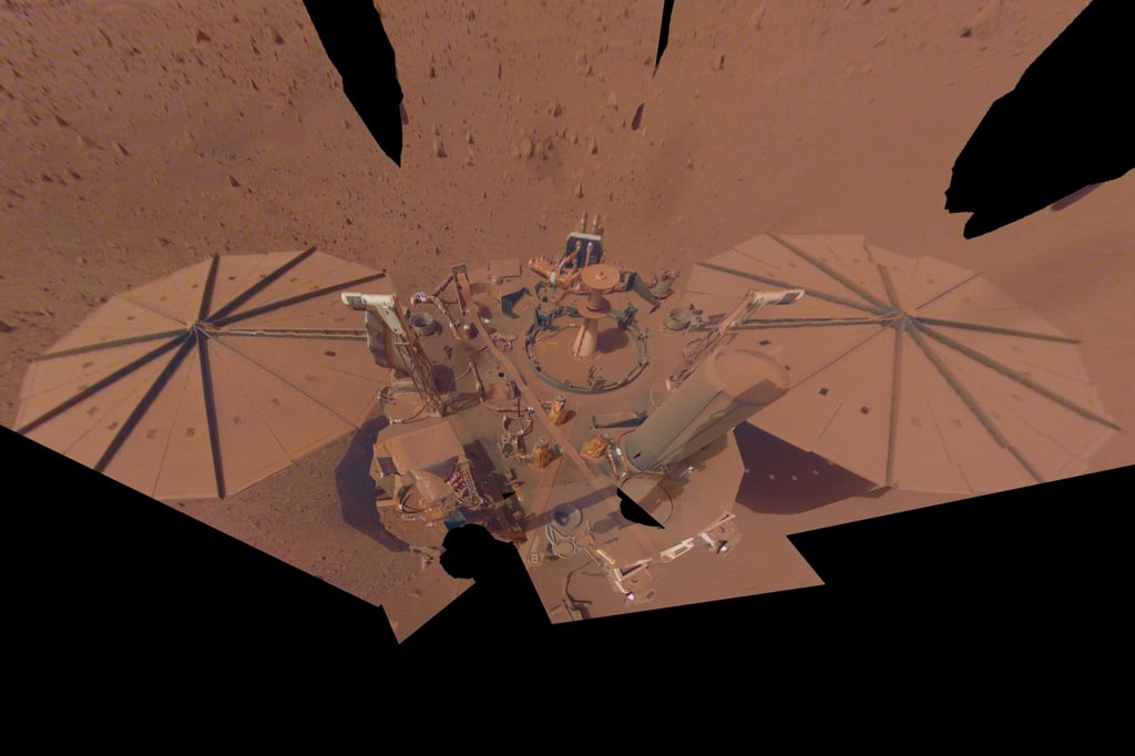 Nasa’s InSight Mars lander in a selfie photo composite. Photo: JPL-Caltech via AP