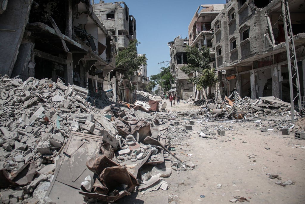 The site of an Israeli strike on a residential neighbourhood in the al-Bureij refugee camp, Gaza, on August 8. Photo: Bloomberg