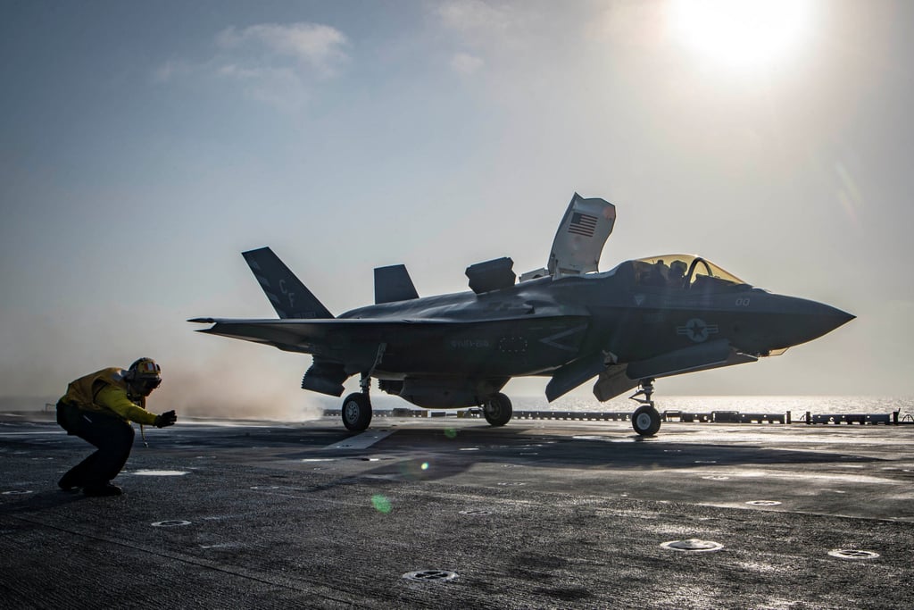 A F-35B Lightning II aircraft on board the amphibious assault ship USS Essex as part of the F-35B’s first combat strike, against a Taliban target in Afghanistan in 2018. Photo: Reuters