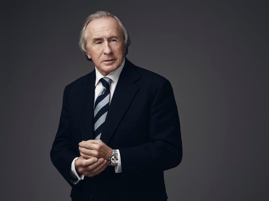 Formula One and racing legend Sir Jackie Stewart seen wearing the Rolex Oyster Perpetual Cosmograph Daytona