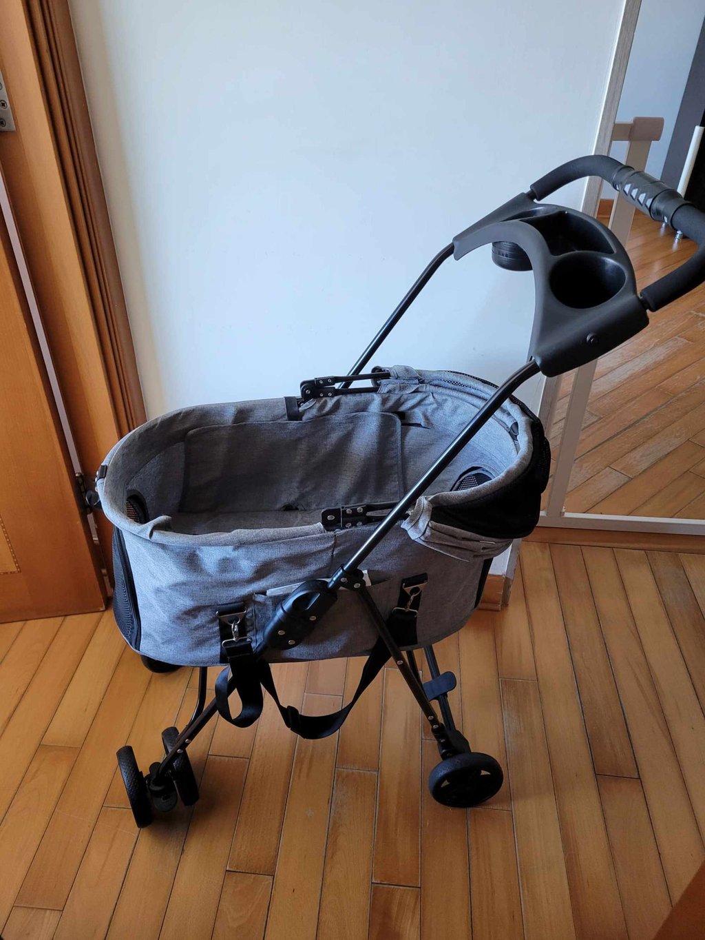A pet stroller was essential when Colin’s legs started to go. Photo: Tom Eves A pet stroller was essential when Colin’s legs started to go. Photo: Tom Eves
