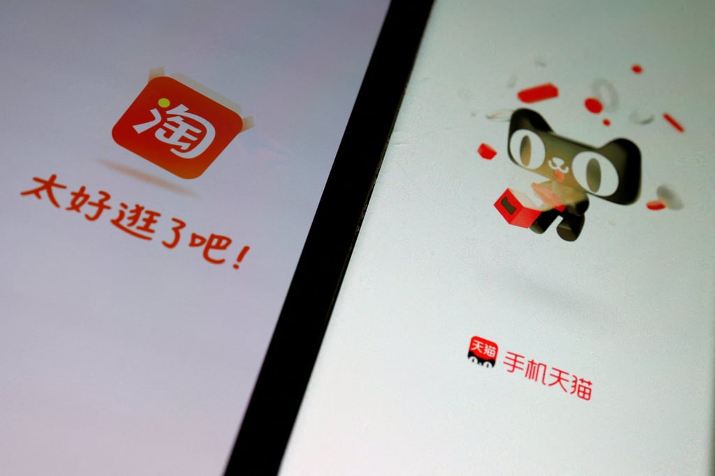 The logos of Alibaba’s main domestic e-commerce apps, Taobao and Tmall, are displayed on smartphones. Photo: Reuters