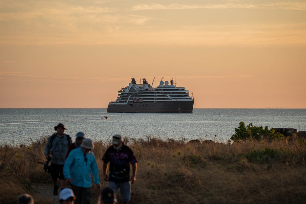 A shore excursion at Freshwater Cove, an old camping ground for the Dambimangari traditional owners. Photo: Seabourn