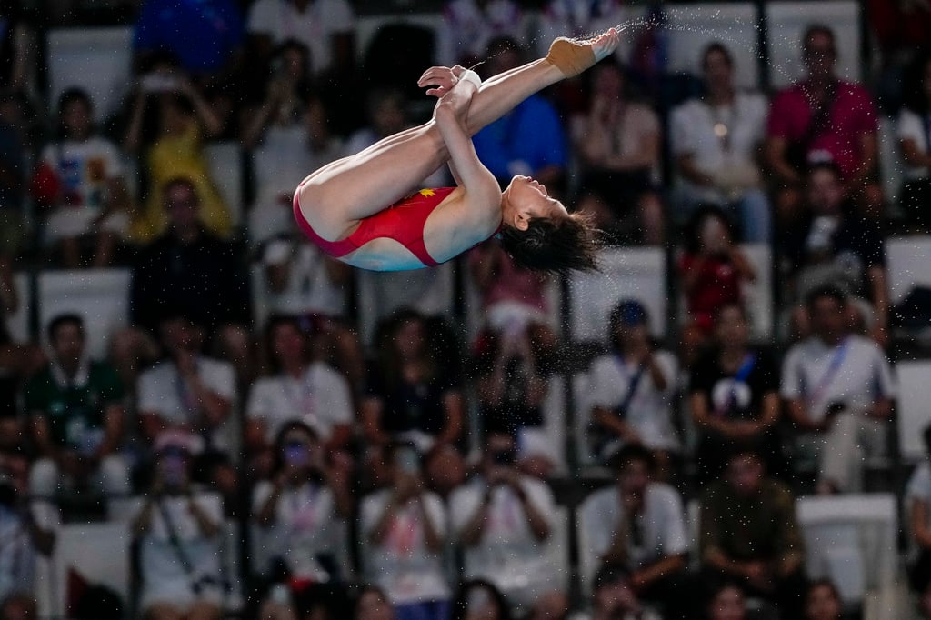 China’s Quan Hongchan competes in the women’s 10m platform diving final at the 2024 Summer Olympics on August 6 in Saint-Denis, France. Photo: AP