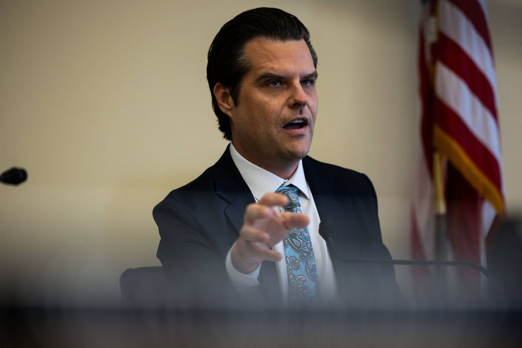 Matt Gaetz supports marijuana legalisation, but is also a MAGA supporter. Photo: Getty Images/AFP Matt Gaetz supports marijuana legalisation, but is also a MAGA supporter. Photo: Getty Images/AFP