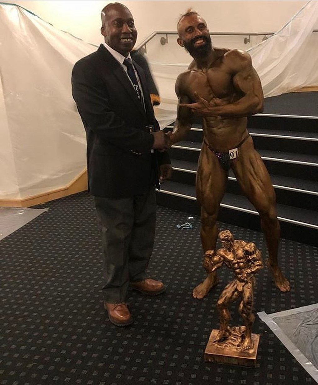 Eugene Laviscount (left) was once a two-time world champion bodybuilder. Photo: @nac_uk/Instagram