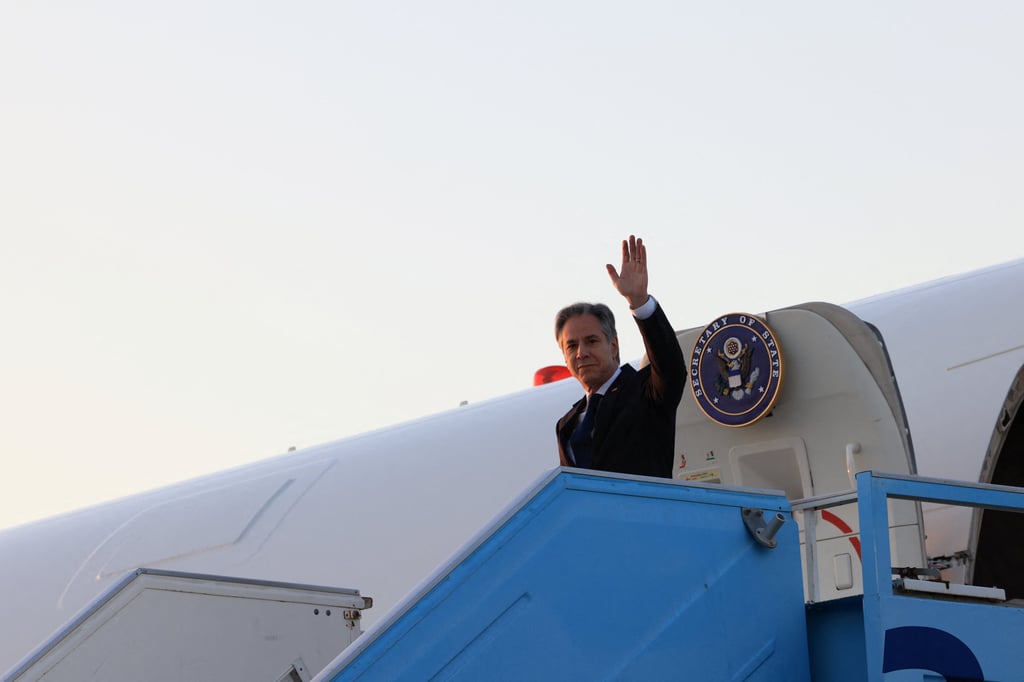 US Secretary of State Antony Blinken arrives in Tel Aviv, Israel on Sunday. Photo: Reuters
