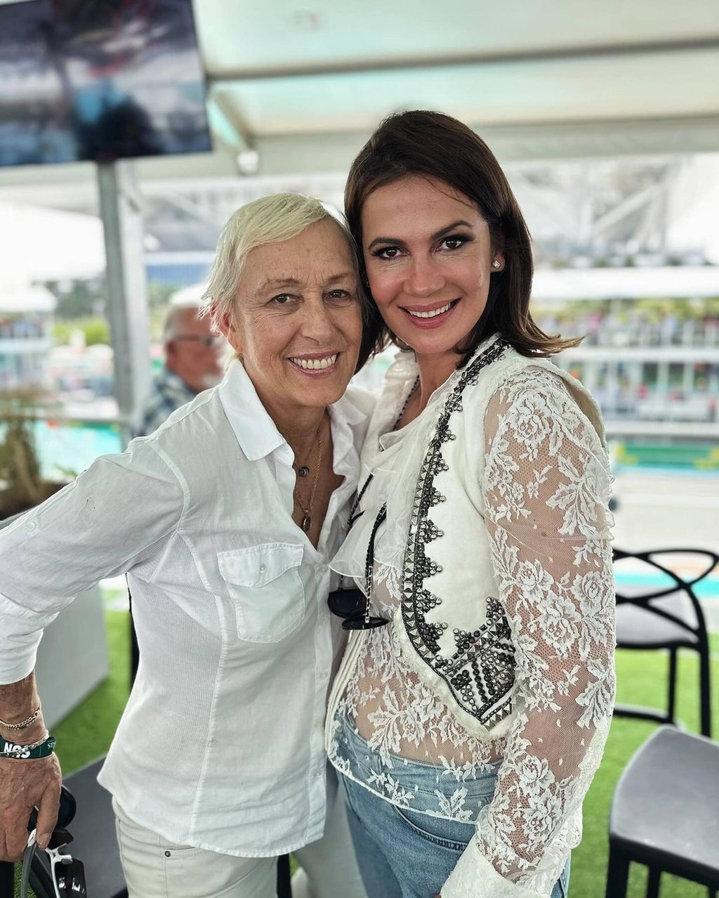 Martina Navratilova and Julia Lemigova in May. Photo: @julialemigova/Instagram