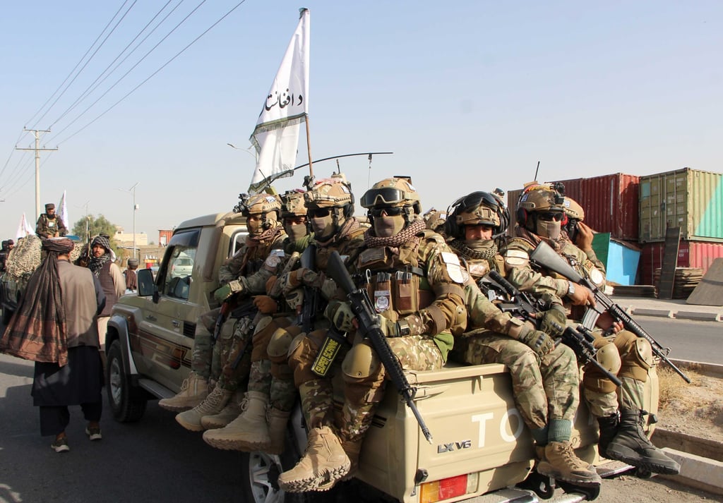 Taliban fighters in Kandahar mark the third anniversary of the US’ withdrawal from Afghanistan and the Taliban’s takeover on August 14. Photo: EPA-EFE Taliban fighters in Kandahar mark the third anniversary of the US’ withdrawal from Afghanistan and the Taliban’s takeover on August 14. Photo: EPA-EFE