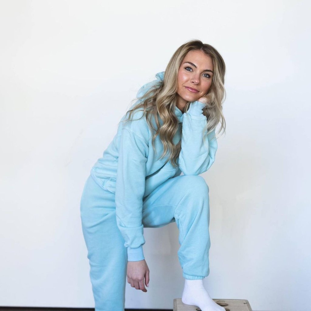 Hallie Ray Light McCollum sells unisex loungewear on her website Kihk. Photo: @hallieraylight/Instagram