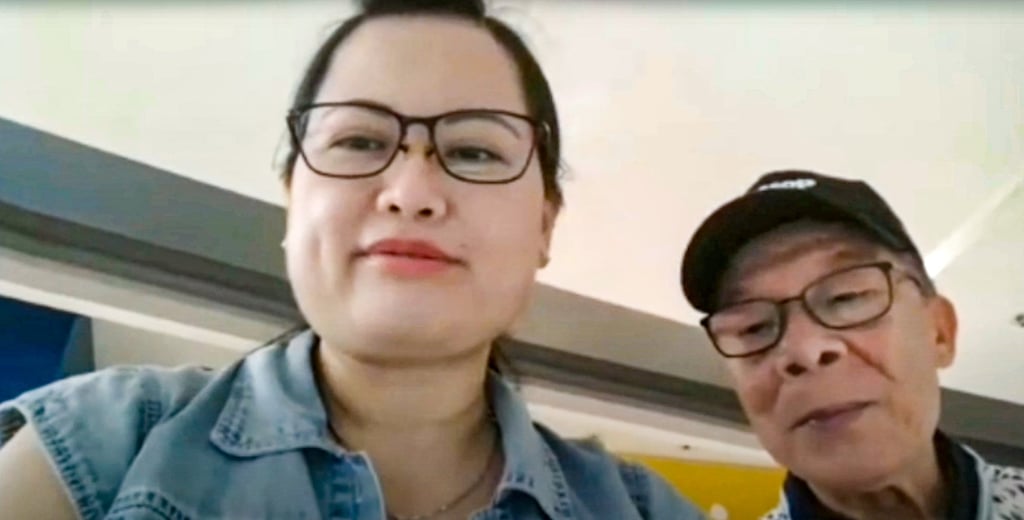 Mr Ho and his wife. The 33-year age gap between the two has raised eyebrows in Hong Kong. Photo: YouTube/ @channelattack