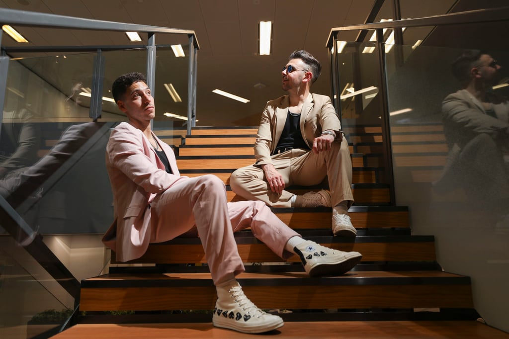 Rafaele Massarelli (left) and Vince Sasso of Canadian pop duo Crash Adams in Hong Kong ahead of their performance at the Ocean Terminal Deck this weekend. Photo: Xiaomei Chen