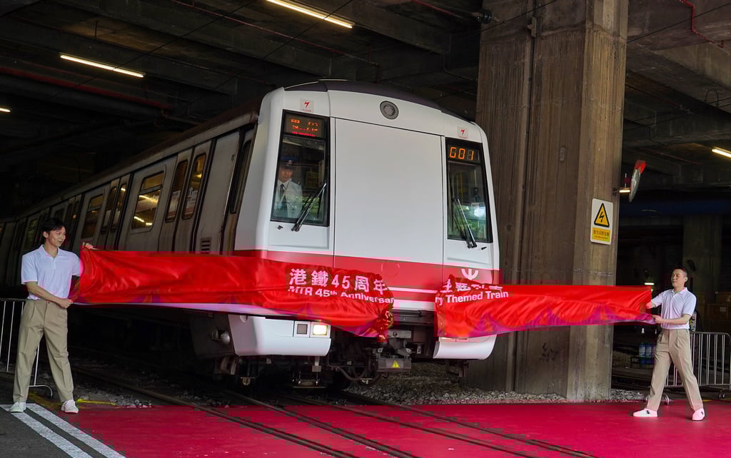 The opening ceremony of the MTR Corp’s 45th anniversary themed train. Photo: Elson Li