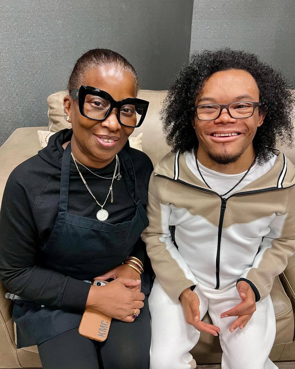 Stephanie Mills and her son Farad, who born with Down’s syndrome. Photo: @iamstephaniemills/Instagram