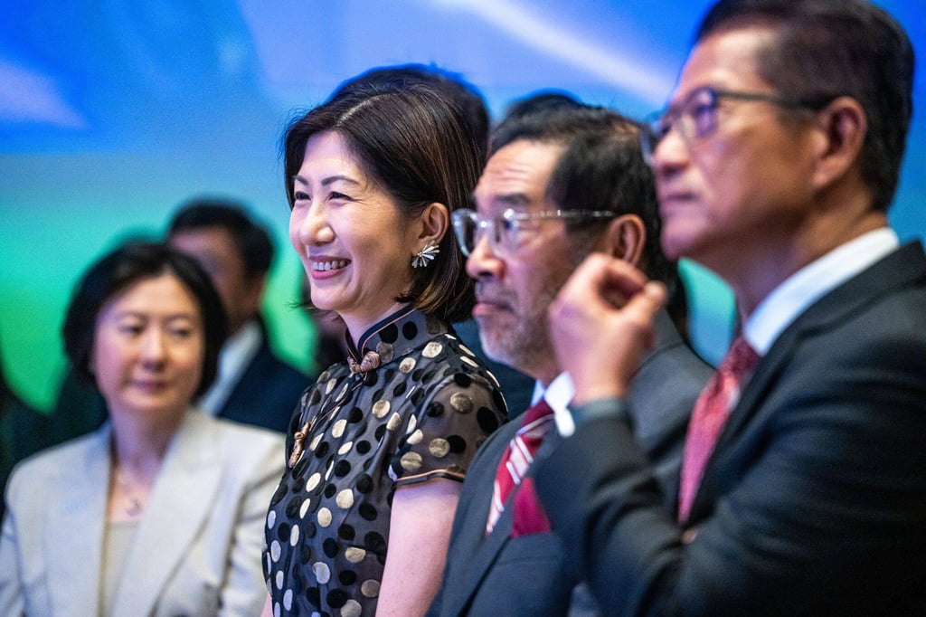 Bonnie Chan, chief executive officer of Hong Kong Exchanges & Clearing Ltd, during the listing ceremony of Black Sesame International Holding in Hong Kong on August 8. Photo: Bloomberg