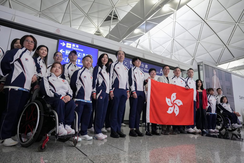 The Hong Kong delegation gets ready to leave for the Paris Paralympic Games. Photo: Eugene Lee The Hong Kong delegation gets ready to leave for the Paris Paralympic Games. Photo: Eugene Lee