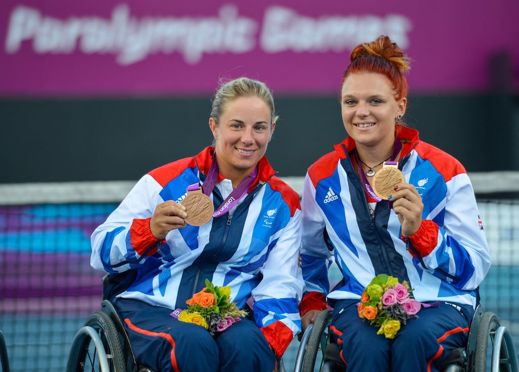 Britain’s Lucy Shuker (left) and Jordanne Whiley pose with their bronze medals at the London 2012 Paralympic Games. Photo: AFP Britain’s Lucy Shuker (left) and Jordanne Whiley pose with their bronze medals at the London 2012 Paralympic Games. Photo: AFP