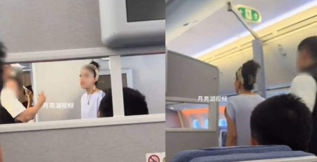 The mother held up the flight for an hour by demanding an upgrade from economy class. Photo: Weibo