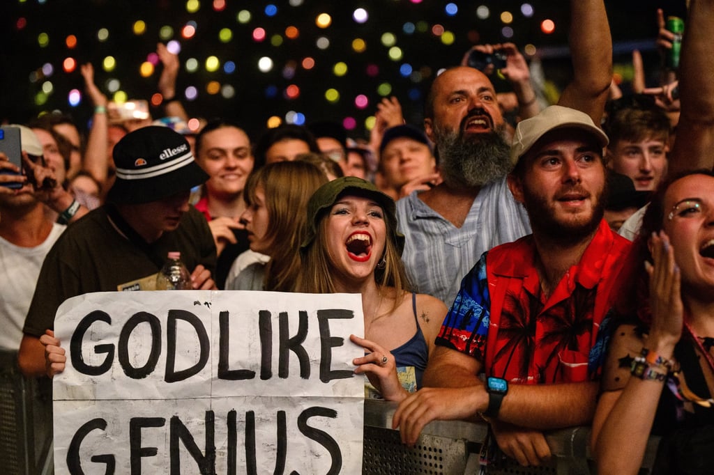 A fan shows a sign during Liam Gallagher’s concert at a festival in Budapest, Hungary, on August 9, 2024. Photo: EPA-EFE